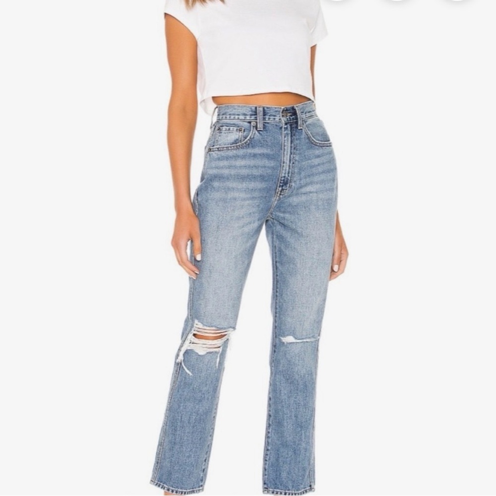 Pistola Eden High Rise Straight Jeans Size 26 Light Wash Raw Hem 100% Cotton - Picture 7 of 7